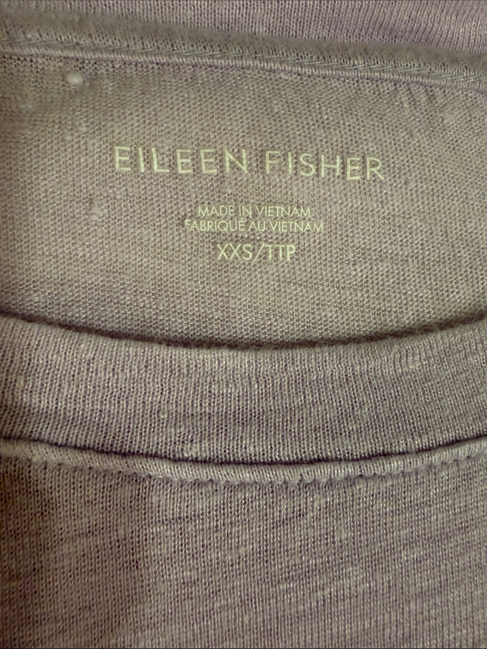 Eileen Fisher Soft Lavender Long-Sleeve Crewneck 100% Organic Linen XXS - Picture 6 of 7